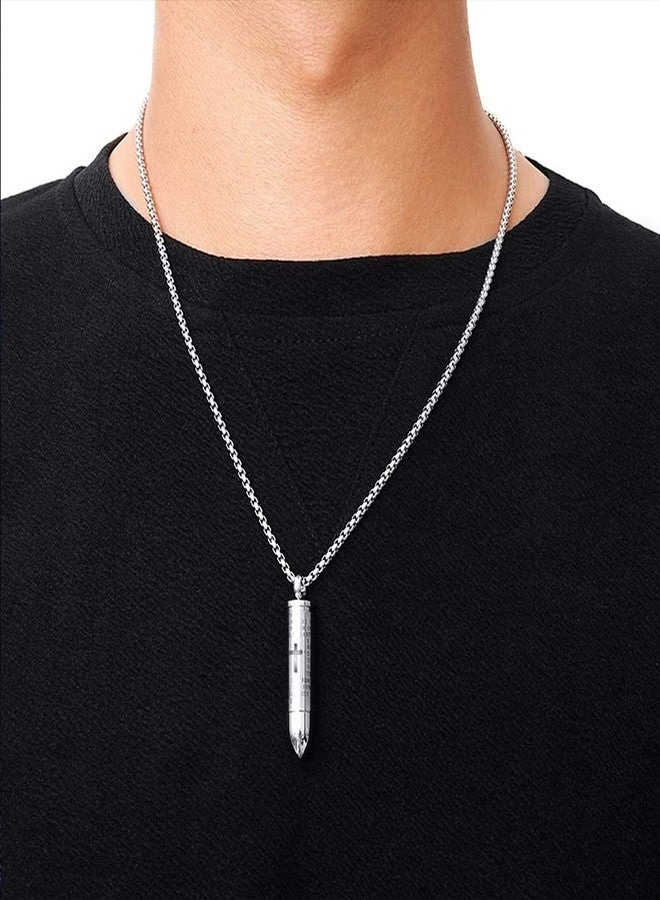 AnHeLin 2PC Bullet Urn Necklace for Ashes, Cremation Necklack for Ashes, Urn Necklaces for Ashes for Women Men, Cremation Jewelry Locket Stainless Steel Keepsake Waterproof Memorial Pend - Image 3